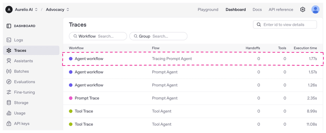 Default trace in Platform